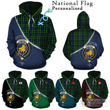 Campbell of Breadalbane Tartan Hoodie with Personalised National Flag and Family Crest Half Style