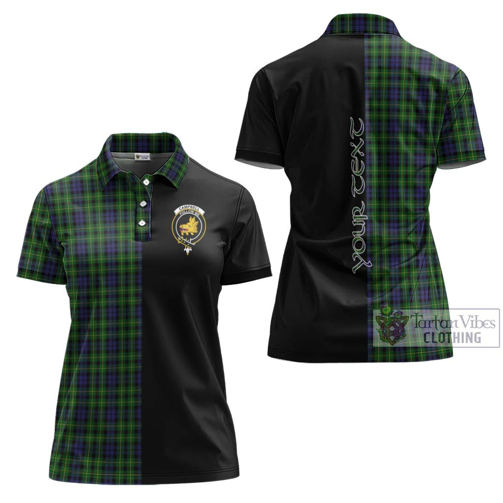 Campbell of Breadalbane Tartan Women's Polo Shirt with Family Crest and Half Of Me Style Women - Tartanvibesclothing Shop