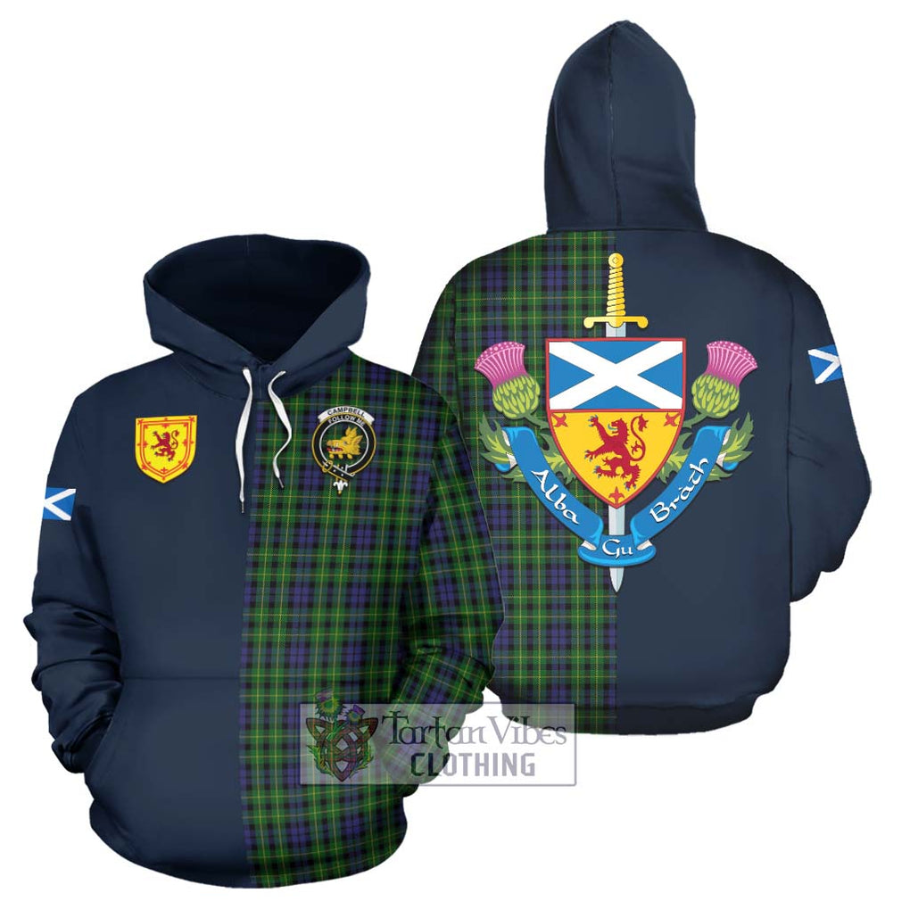 Tartan Vibes Clothing Campbell of Breadalbane Tartan Hoodie with Scottish Lion Royal Arm Half Style