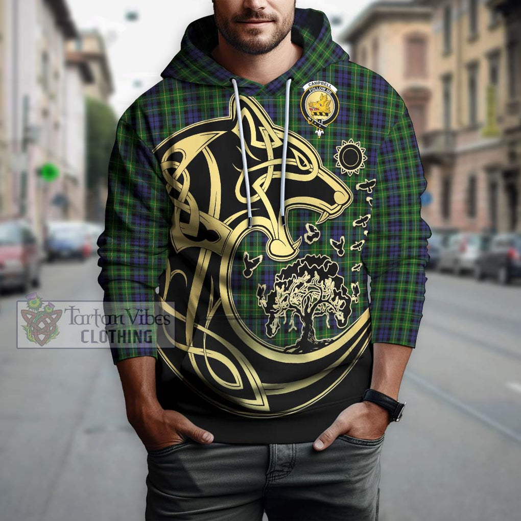 Campbell of Breadalbane Tartan Hoodie with Family Crest Celtic Wolf Style Zip Hoodie - Tartan Vibes Clothing