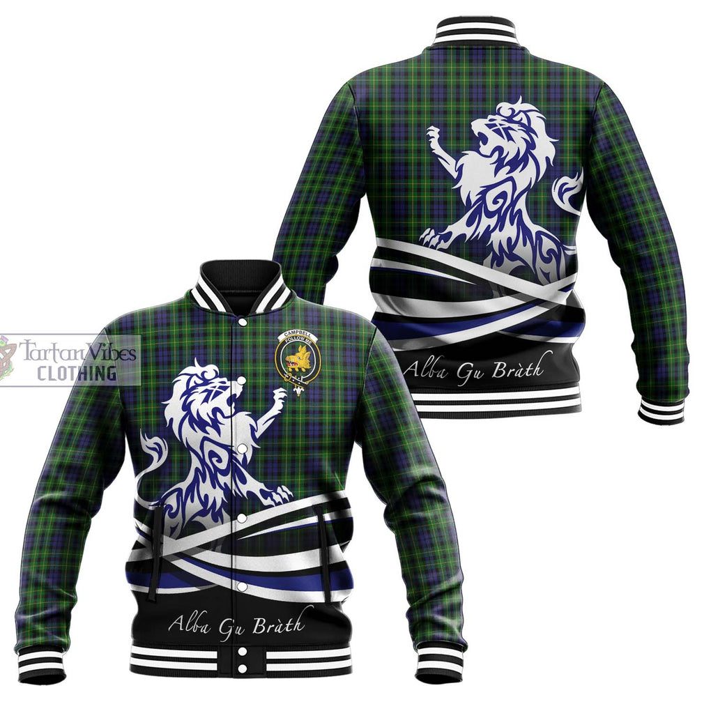 Campbell of Breadalbane Tartan Baseball Jacket with Alba Gu Brath Regal Lion Emblem Unisex - Tartanvibesclothing Shop