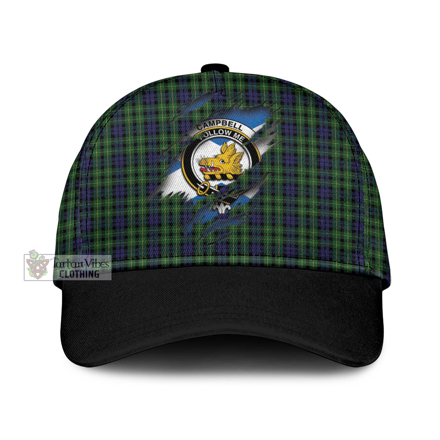 Tartan Vibes Clothing Campbell of Breadalbane Tartan Classic Cap with Family Crest In Me Style