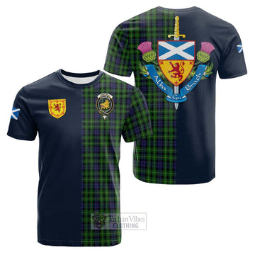 Campbell of Breadalbane Tartan Cotton T-shirt Alba with Scottish Lion Royal Arm Half Style