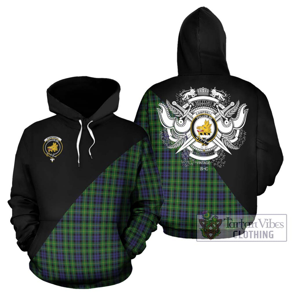 Campbell of Breadalbane Tartan Hoodie with Family Crest and Military Logo Style Zip Hoodie - Tartanvibesclothing Shop