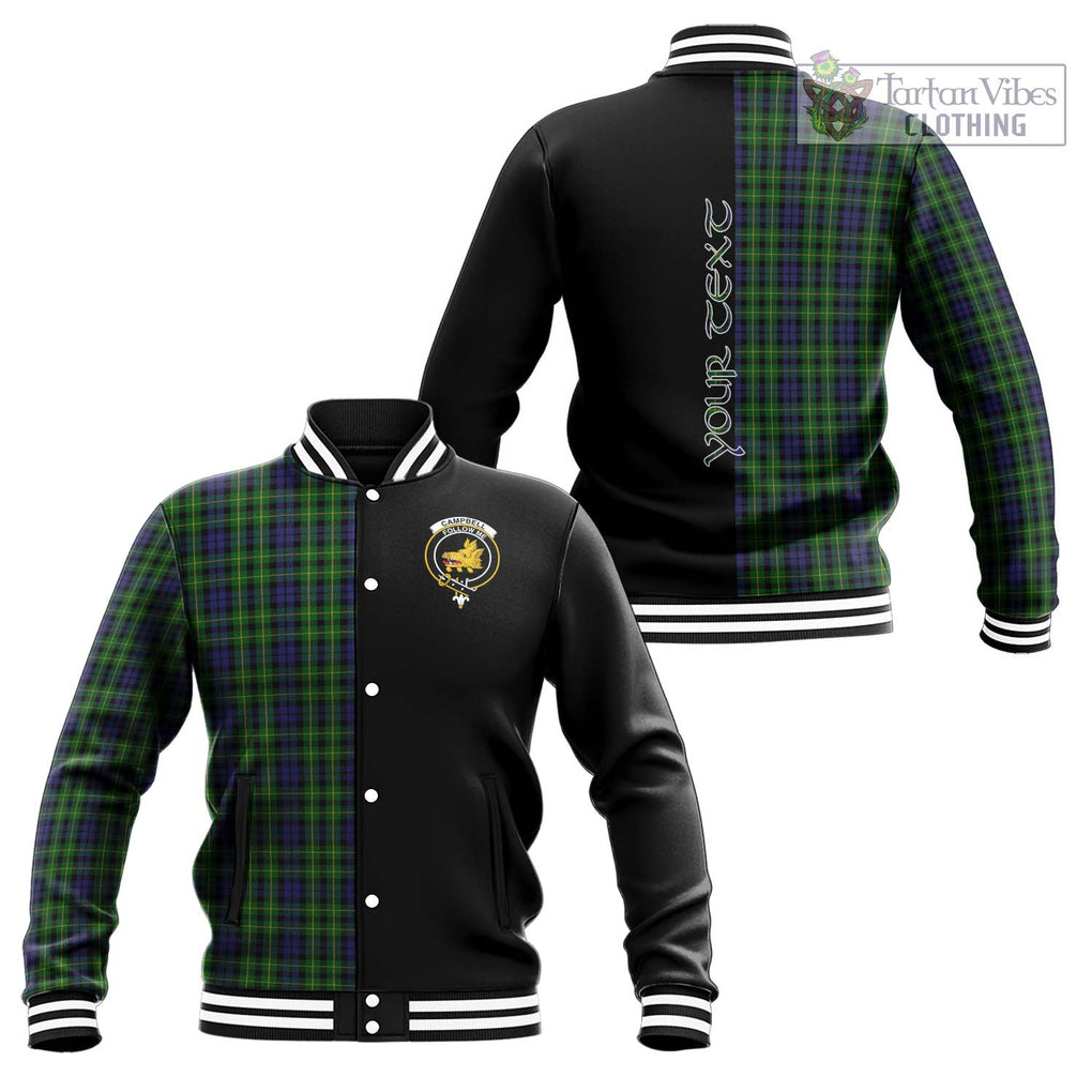 Campbell of Breadalbane Tartan Baseball Jacket with Family Crest and Half Of Me Style Unisex - Tartanvibesclothing Shop