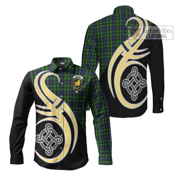 Campbell of Breadalbane Tartan Long Sleeve Button Shirt with Family Crest and Celtic Symbol Style