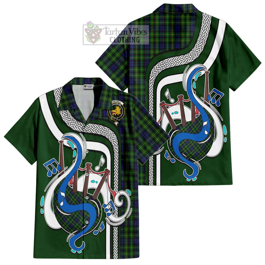 Campbell of Breadalbane Tartan Short Sleeve Button Shirt with Epic Bagpipe Style Kid - Tartanvibesclothing Shop