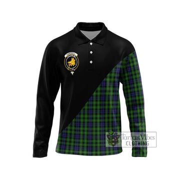 Campbell of Breadalbane Tartan Long Sleeve Polo Shirt with Family Crest and Military Logo Style