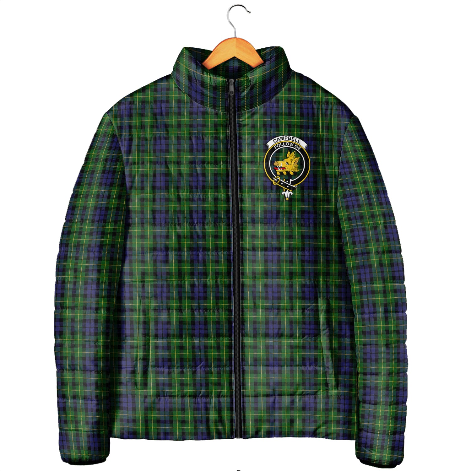 Campbell of Breadalbane Tartan Padded Jacket with Family Crest Men's Padded Jacket - Tartan Vibes Clothing