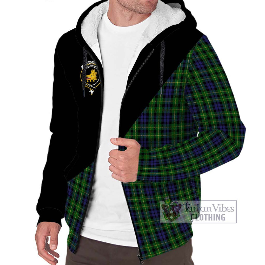 Campbell of Breadalbane Tartan Sherpa Hoodie with Family Crest and Military Logo Style Unisex S - Tartanvibesclothing Shop