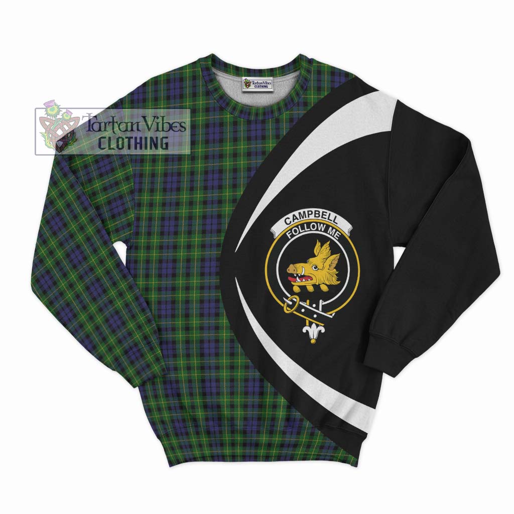 Campbell of Breadalbane Tartan Sweatshirt with Family Crest Circle Style Unisex - Tartan Vibes Clothing