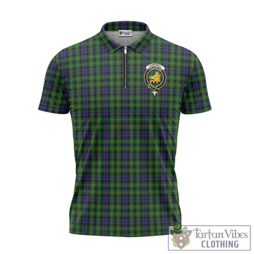 Campbell of Breadalbane Tartan Zipper Polo Shirt with Family Crest