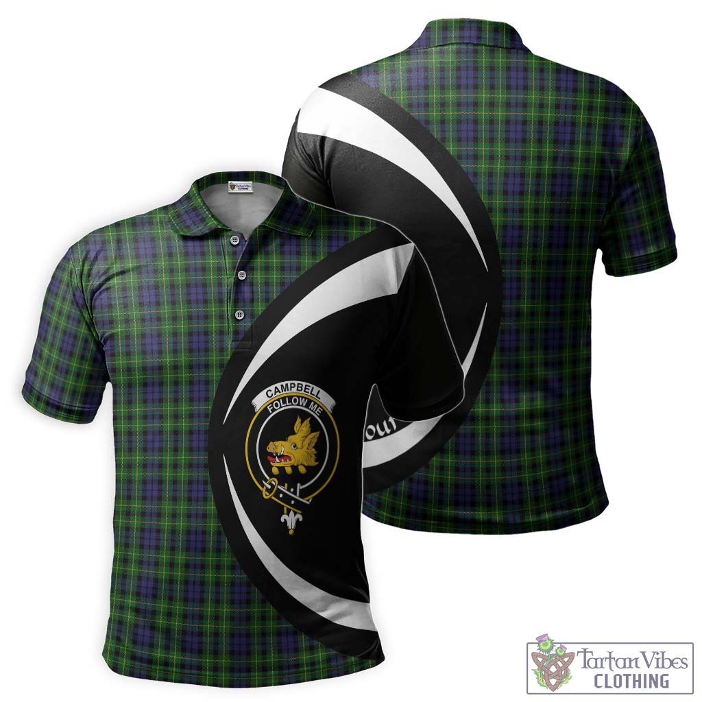 Tartan Vibes Clothing Campbell of Breadalbane Tartan Men's Polo Shirt with Family Crest Circle Style