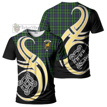 Campbell of Breadalbane Tartan T-Shirt with Family Crest and Celtic Symbol Style