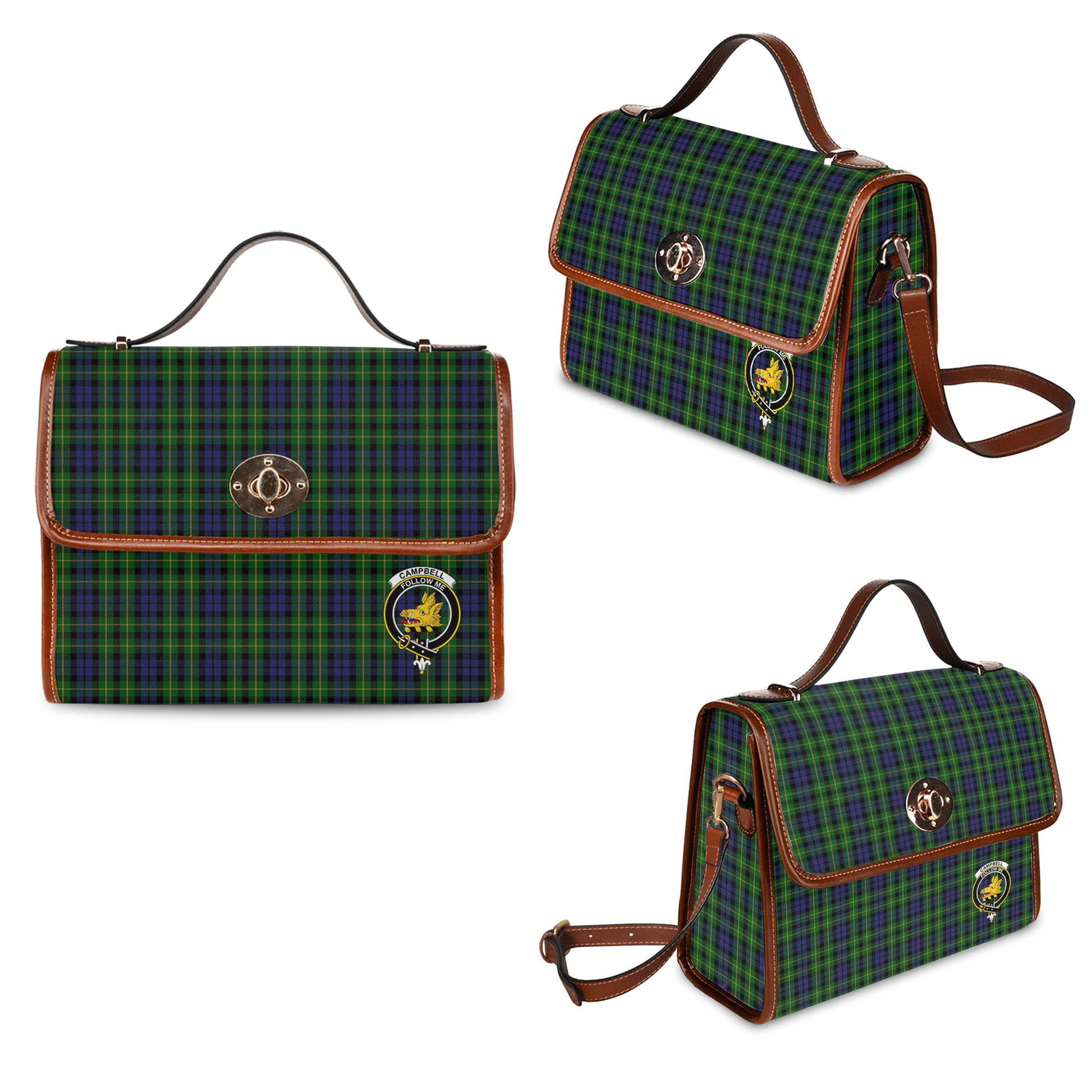 campbell-of-breadalbane-tartan-leather-strap-waterproof-canvas-bag-with-family-crest