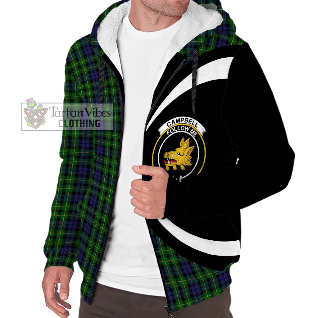 Campbell of Breadalbane Tartan Sherpa Hoodie with Family Crest Circle Style Unisex S - Tartan Vibes Clothing