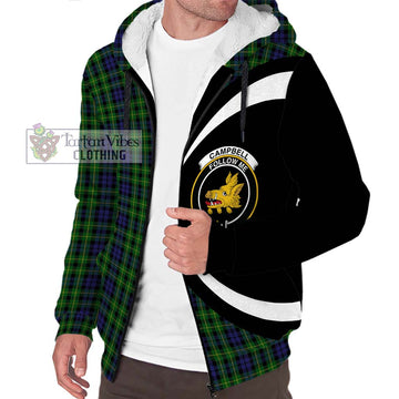 Campbell of Breadalbane Tartan Sherpa Hoodie with Family Crest Circle Style