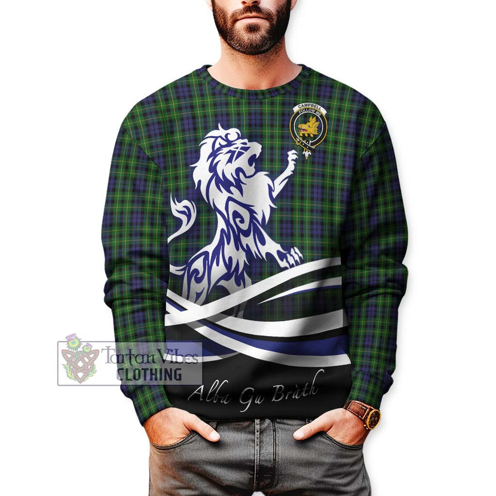 Campbell of Breadalbane Tartan Sweatshirt with Alba Gu Brath Regal Lion Emblem Unisex - Tartanvibesclothing Shop