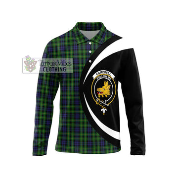 Campbell of Breadalbane Tartan Long Sleeve Polo Shirt with Family Crest Circle Style