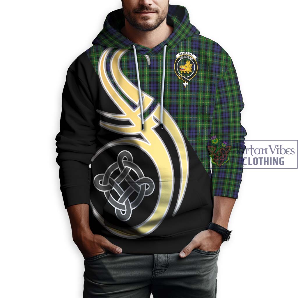 Campbell of Breadalbane Tartan Hoodie with Family Crest and Celtic Symbol Style Zip Hoodie - Tartan Vibes Clothing