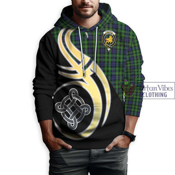 Campbell of Breadalbane Tartan Hoodie with Family Crest and Celtic Symbol Style