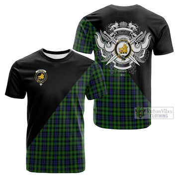 Campbell of Breadalbane Tartan Cotton T-shirt with Family Crest and Military Logo Style