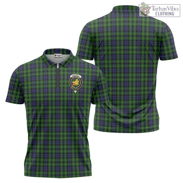 Campbell of Breadalbane Tartan Zipper Polo Shirt with Family Crest