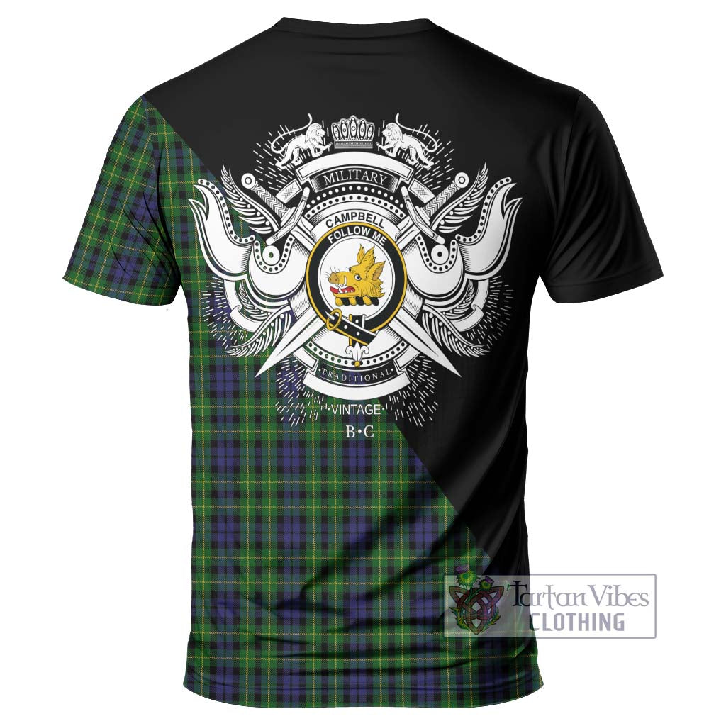 Tartan Vibes Clothing Campbell of Breadalbane Tartan T-Shirt with Family Crest and Military Logo Style