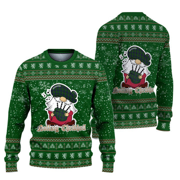 Campbell of Breadalbane Clan Christmas Family Ugly Sweater with Funny Gnome Playing Bagpipes