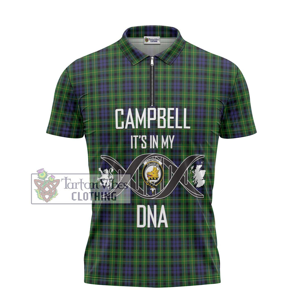 Campbell of Breadalbane Tartan Zipper Polo Shirt with Family Crest DNA In Me Style - Tartanvibesclothing Shop