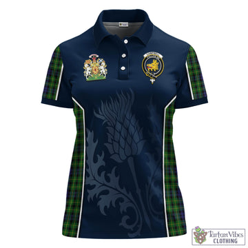 Campbell of Breadalbane Tartan Women's Polo Shirt with Family Crest and Scottish Thistle Vibes Sport Style