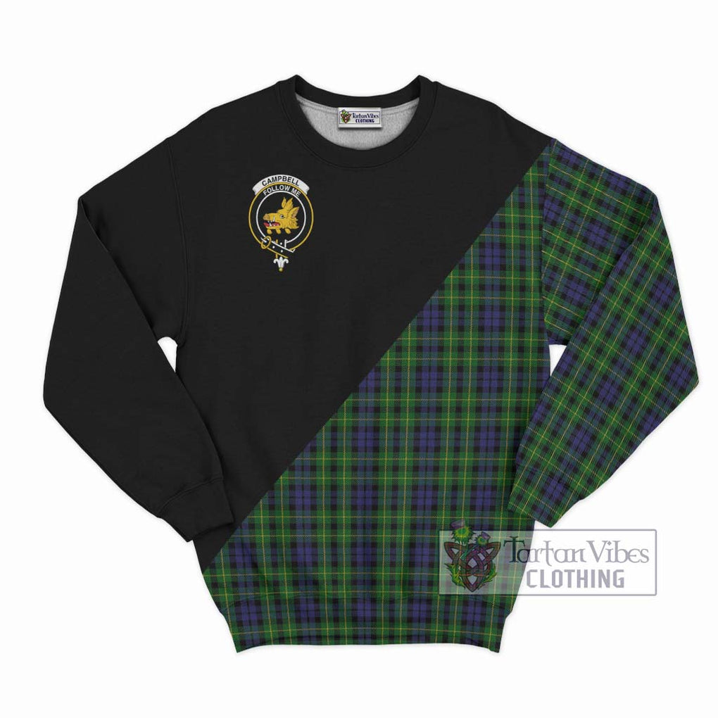 Campbell of Breadalbane Tartan Sweatshirt with Family Crest and Military Logo Style - Tartanvibesclothing Shop