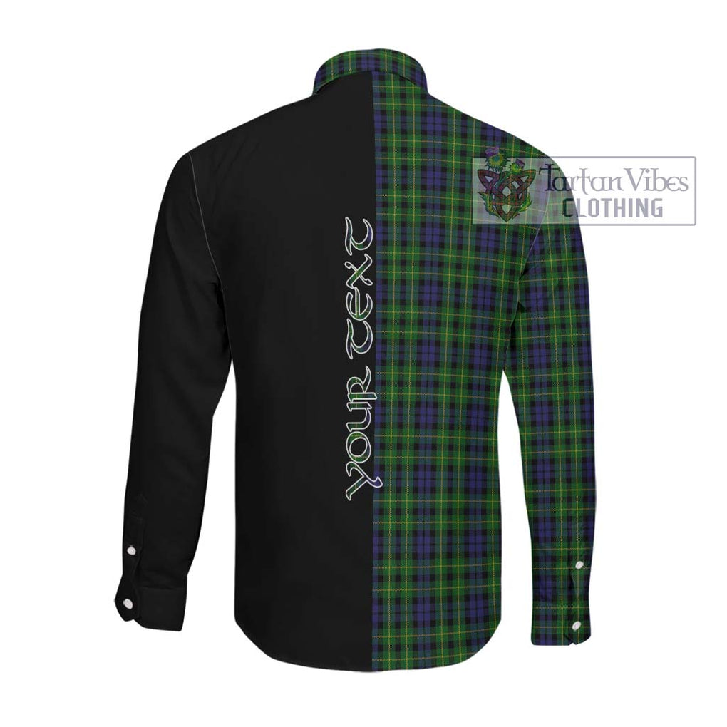 Campbell of Breadalbane Tartan Long Sleeve Button Shirt with Family Crest and Half Of Me Style Men's Shirt - Tartanvibesclothing Shop