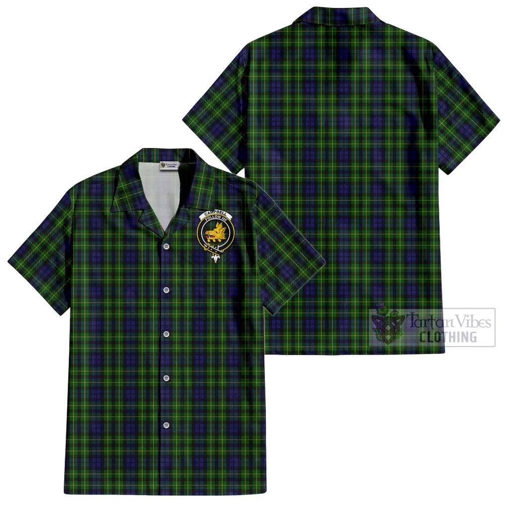 Campbell of Breadalbane Tartan Cotton Hawaiian Shirt with Family Crest Kid - Tartan Vibes Clothing