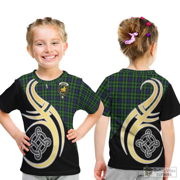 Campbell of Breadalbane Tartan Kid T-Shirt with Family Crest and Celtic Symbol Style