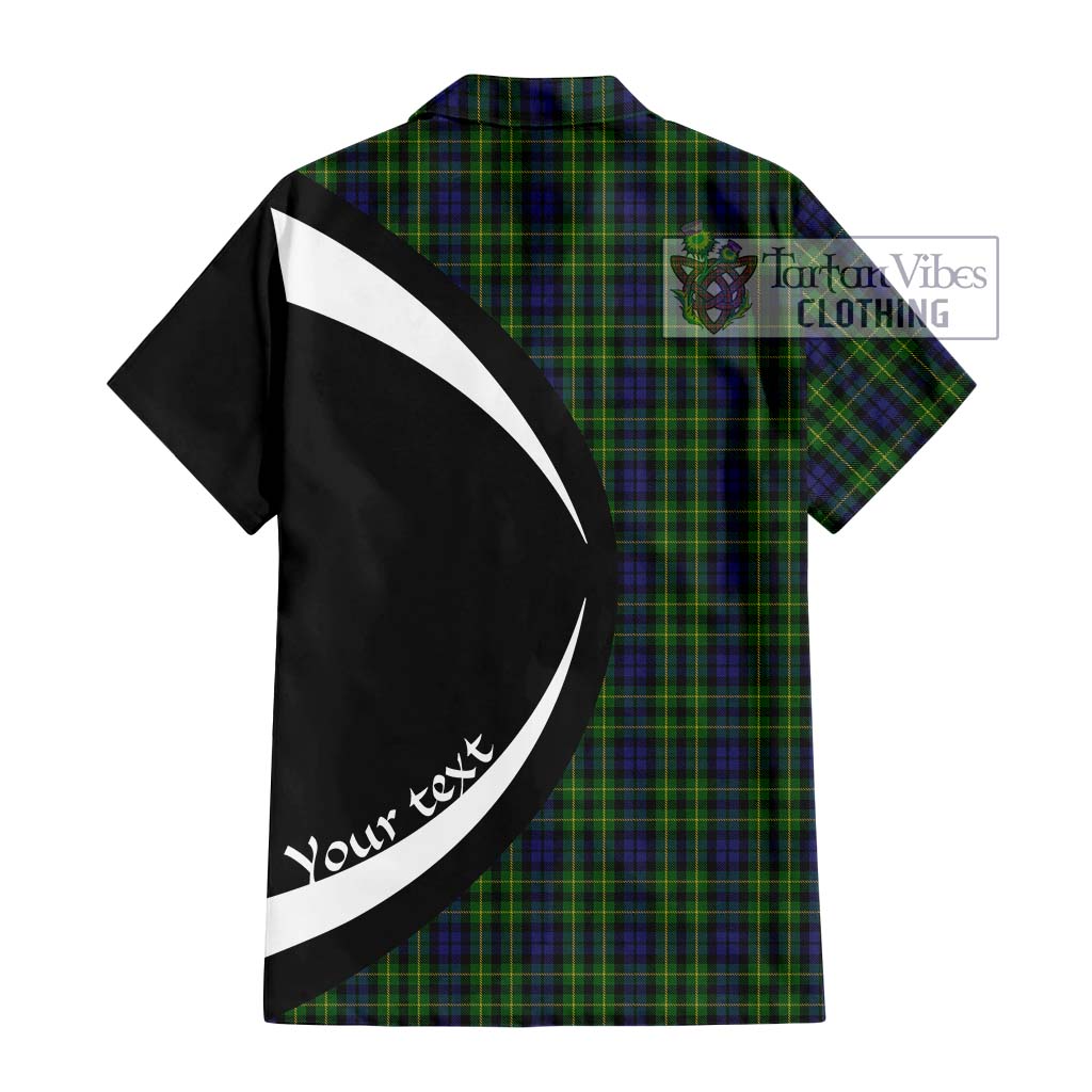 Campbell of Breadalbane Tartan Short Sleeve Button Up with Family Crest Circle Style - Tartan Vibes Clothing