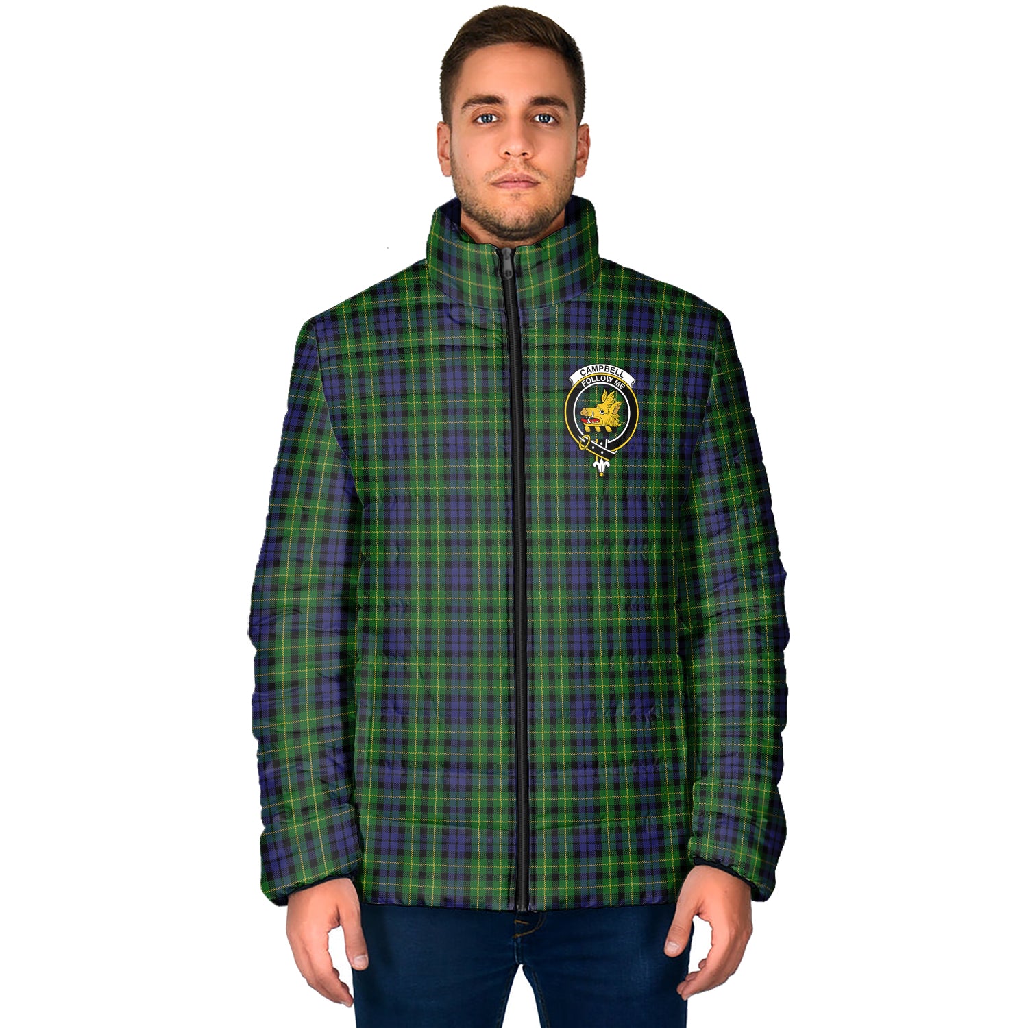 Campbell of Breadalbane Tartan Padded Jacket with Family Crest - Tartan Vibes Clothing