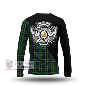 Campbell of Breadalbane Tartan Long Sleeve T-Shirt with Family Crest and Military Logo Style