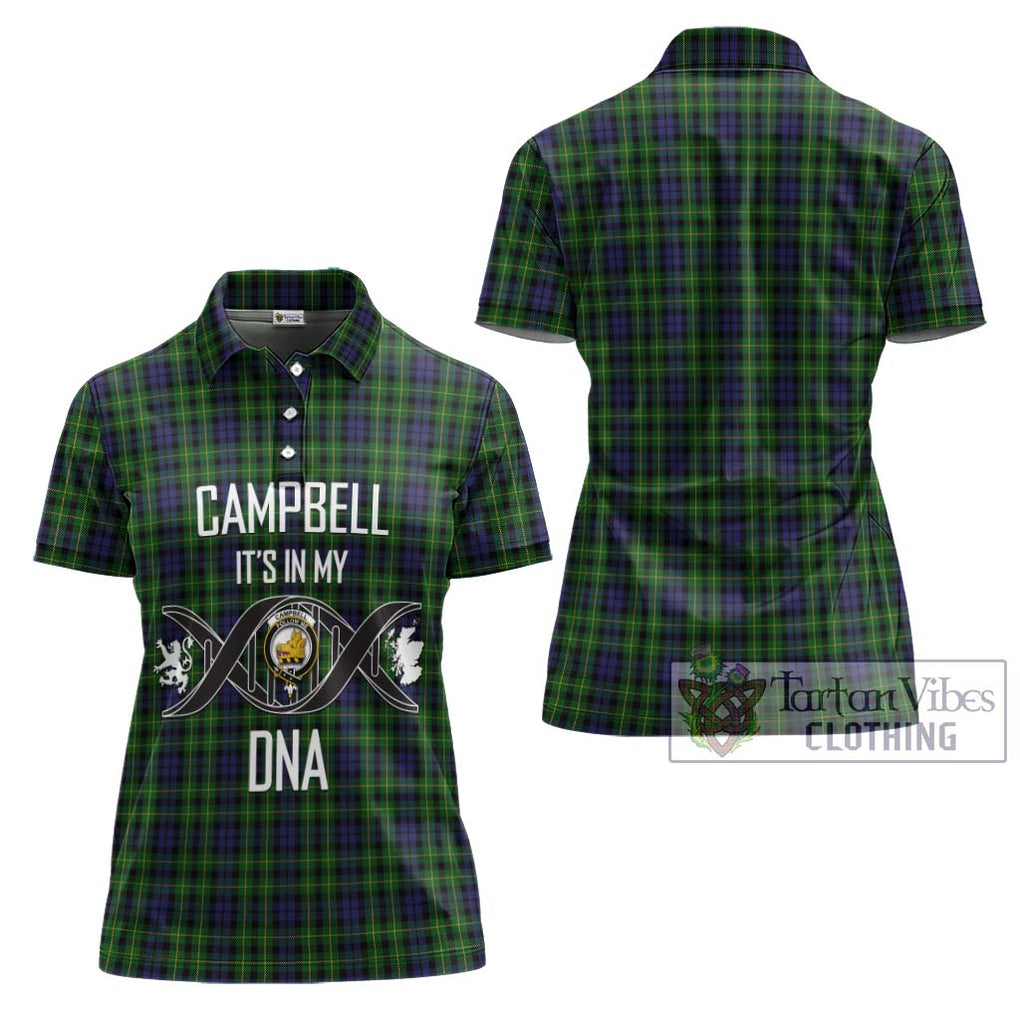 Campbell of Breadalbane Tartan Women's Polo Shirt with Family Crest DNA In Me Style - Tartanvibesclothing Shop