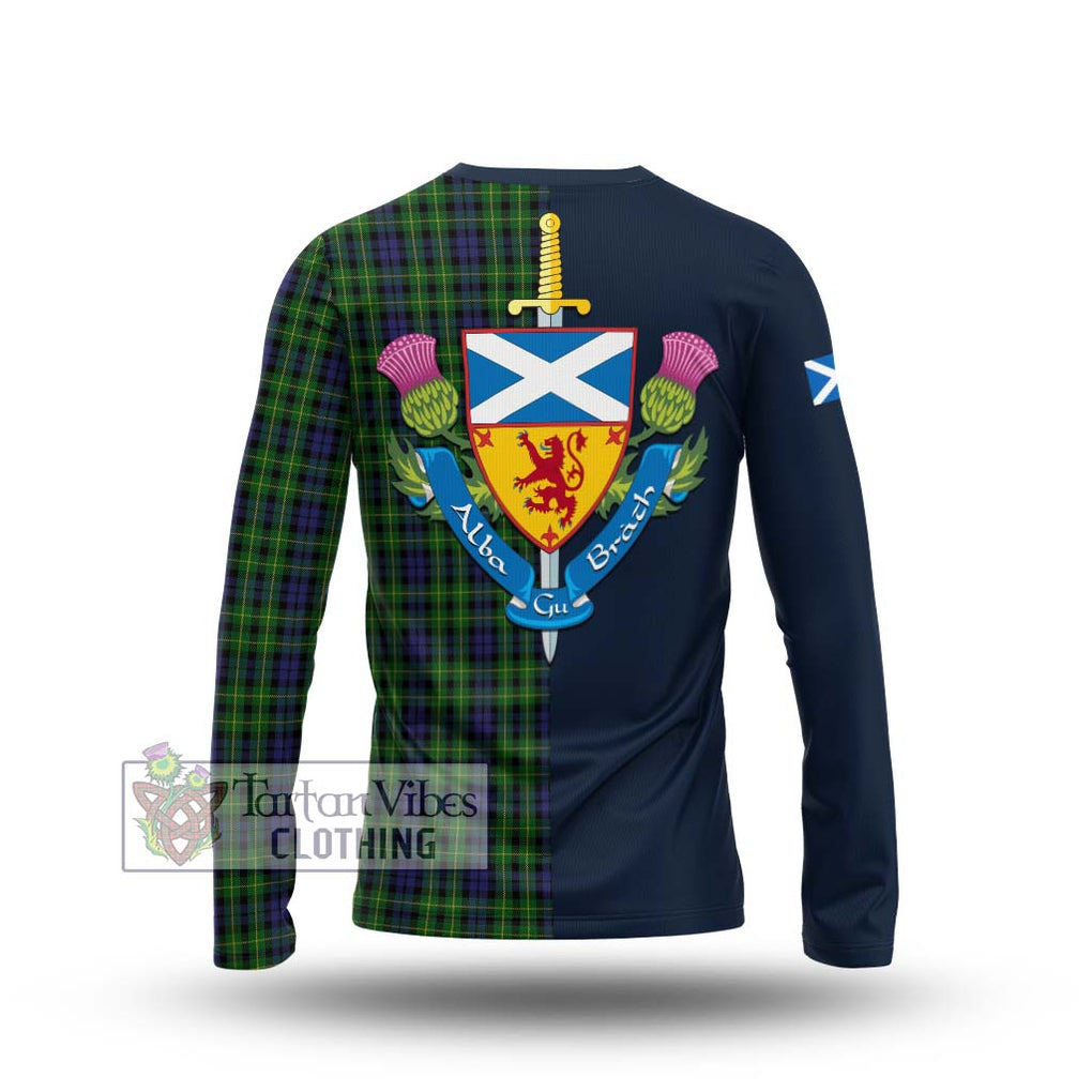 Tartan Vibes Clothing Campbell of Breadalbane Tartan Long Sleeve T-Shirt with Scottish Lion Royal Arm Half Style