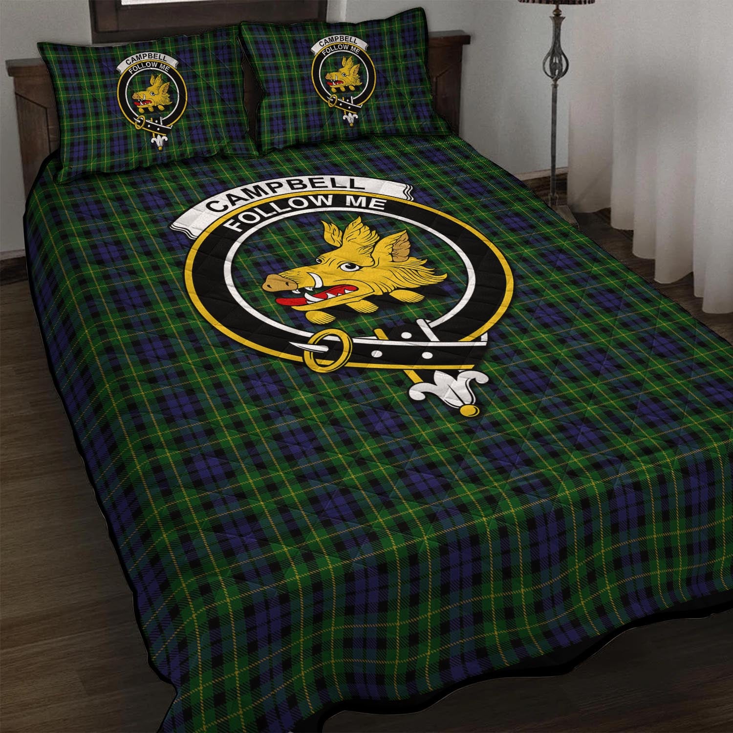 Campbell of Breadalbane Tartan Quilt Bed Set with Family Crest - Tartan Vibes Clothing