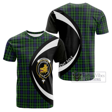 Campbell of Breadalbane Tartan Cotton T-shirt with Family Crest Circle Style