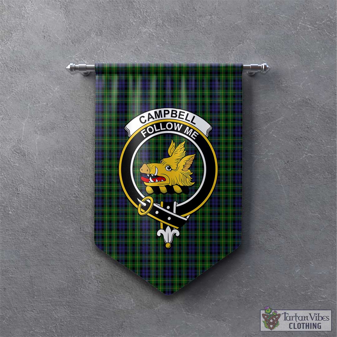 Tartan Vibes Clothing Campbell of Breadalbane Tartan Gonfalon, Tartan Banner with Family Crest