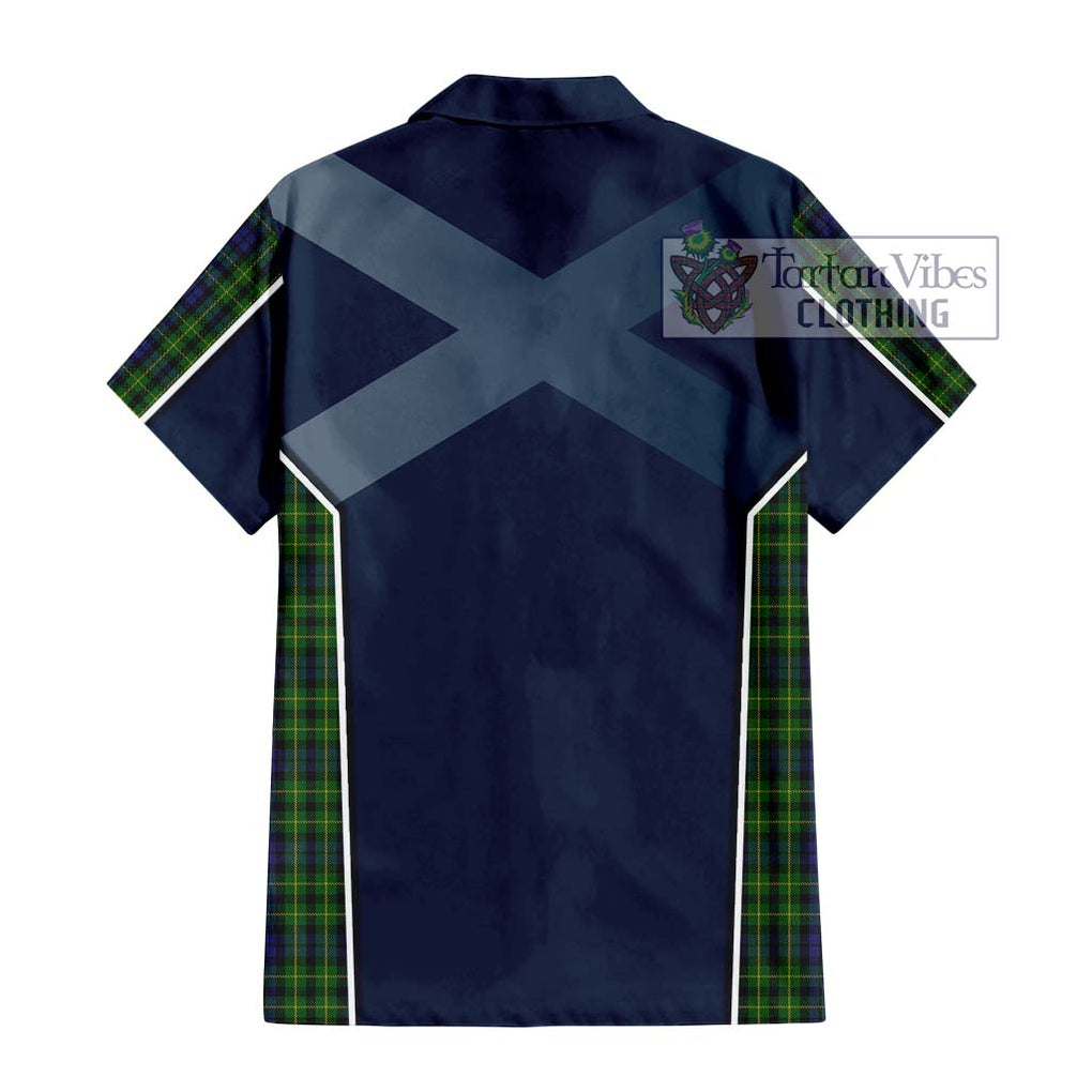 Campbell of Breadalbane Tartan Short Sleeve Button Shirt with Family Crest and Lion Rampant Vibes Sport Style - Tartan Vibes Clothing