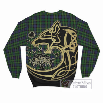 Campbell of Breadalbane Tartan Sweatshirt with Family Crest Celtic Wolf Style