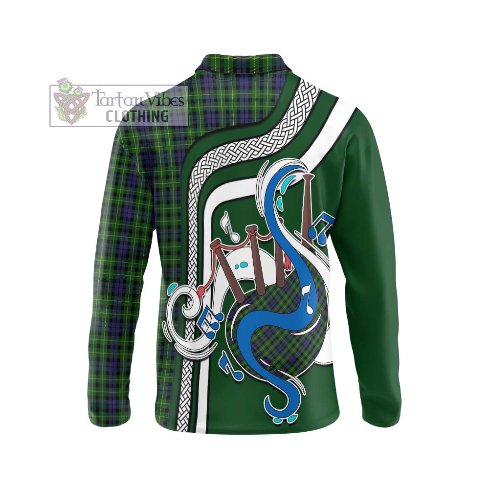 Tartan Vibes Clothing Campbell of Breadalbane Tartan Long Sleeve Polo Shirt with Epic Bagpipe Style