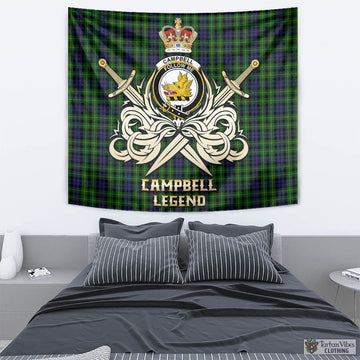 Campbell of Breadalbane Tartan Tapestry with Clan Crest and the Golden Sword of Courageous Legacy