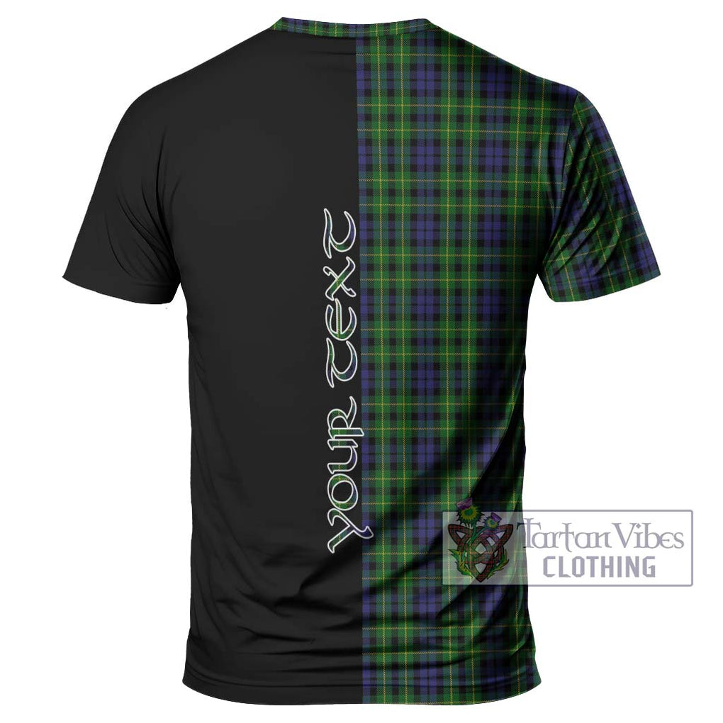 Campbell of Breadalbane Tartan T-Shirt with Family Crest and Half Of Me Style - Tartanvibesclothing Shop