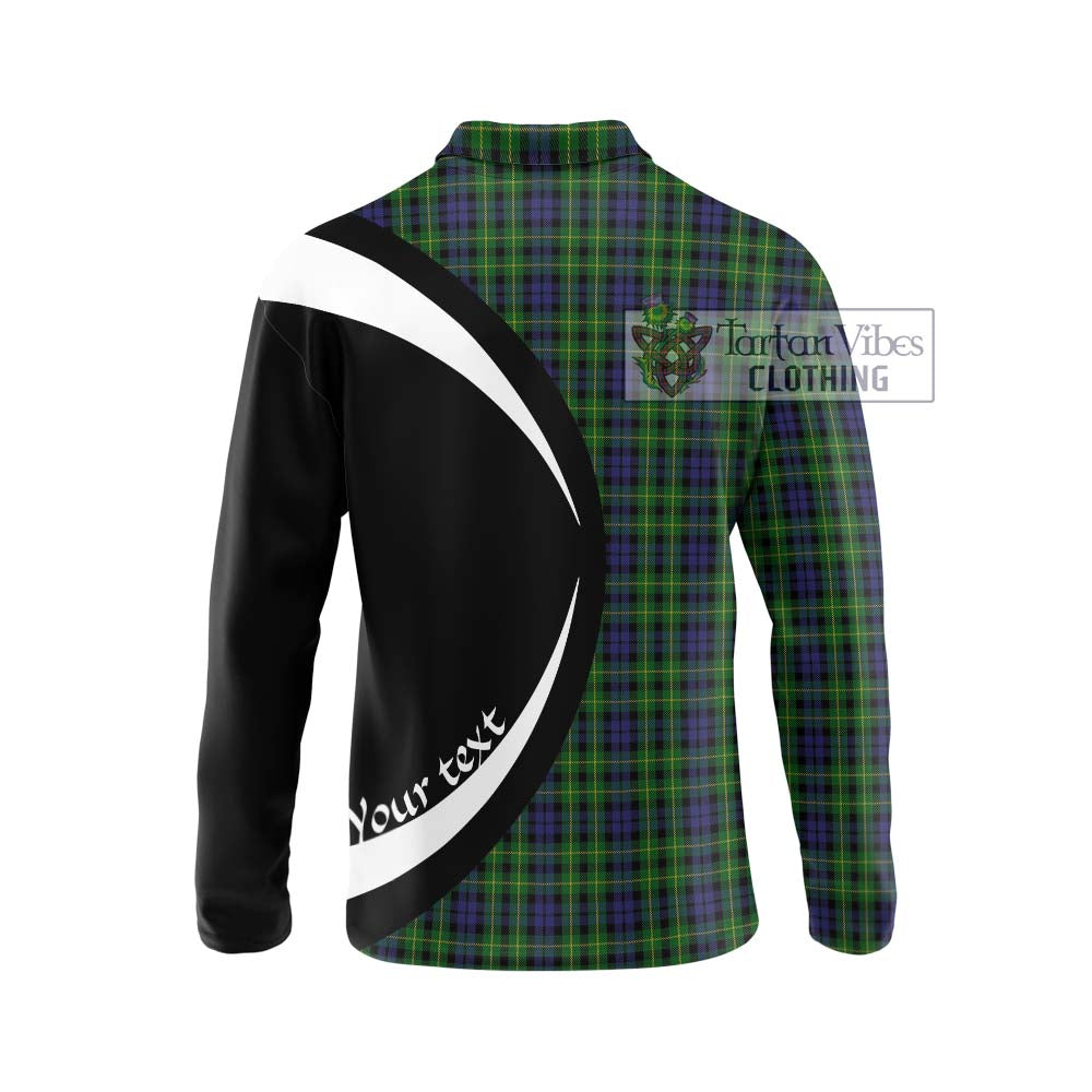 Campbell of Breadalbane Tartan Long Sleeve Polo Shirt with Family Crest Circle Style - Tartan Vibes Clothing