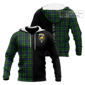 Campbell of Breadalbane Tartan Knitted Hoodie with Family Crest and Half Of Me Style